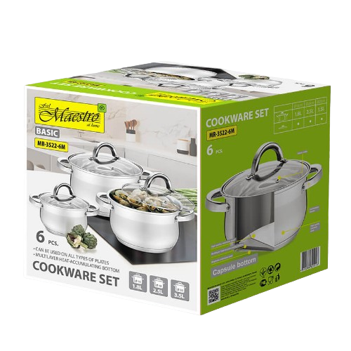 Набір каструль 6 предметів (каструлі 1,8/2,5/3,5л) MR-3522-6M Maestro Житомир - изображение 5