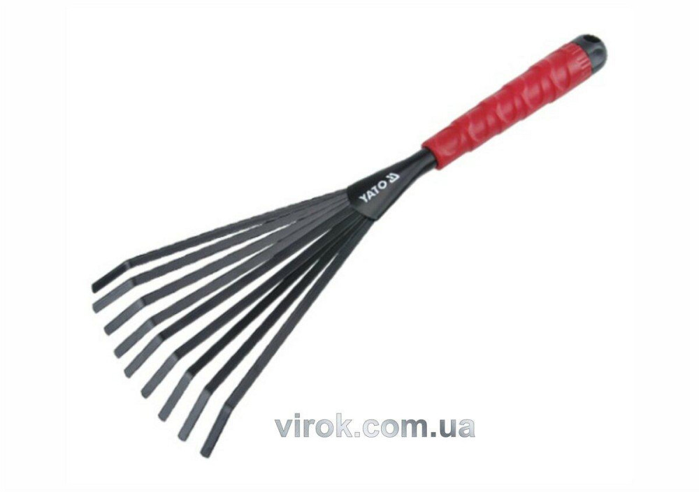 Граблі віяльні YATO: L= 400 мм, пропезинена ручка, сталеві [10/60] Одеса - фото 1