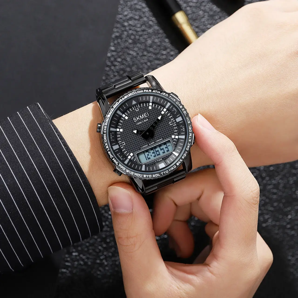 Мужские наручные часы Skmei 1898 (Черный с белым табло) Винница - изображение 9