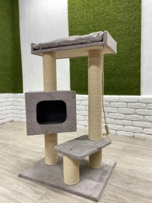 Когтеточка дряпка с домиком, лежанкой и подушкой 95×60×40 см для котов Киев - изображение 1