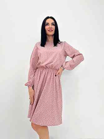 Женское платье в горошек с длинными рукавом Virginia 50-52, Фрезовый Киев