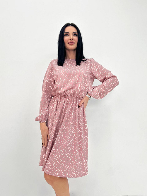 Женское платье в горошек с длинными рукавом Virginia 50-52, Фрезовый Киев - изображение 3