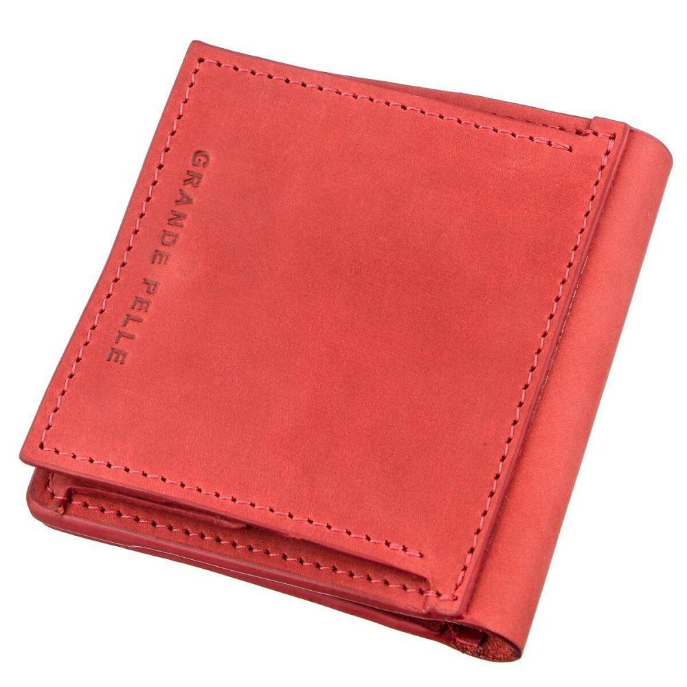 Яркое кожаное портмоне женское с накладной монетницей GRANDE PELLE 11224 Красное Киев - изображение 2