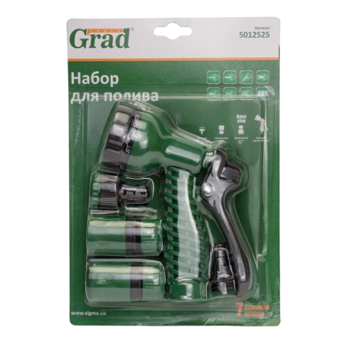 Набір поливальний (пістолет-розпилювач 7 режимів+2 коннектора+адаптер ABS) Grad Житомир - изображение 3