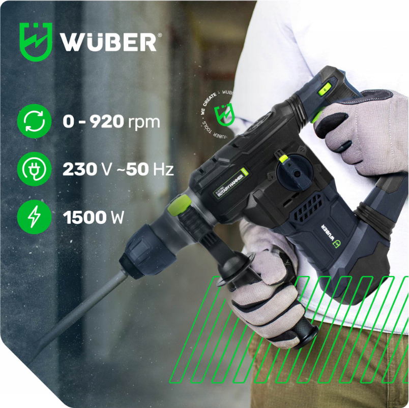 Дриль ударний 1500Вт Wuber (Польща) Київ - фото 10