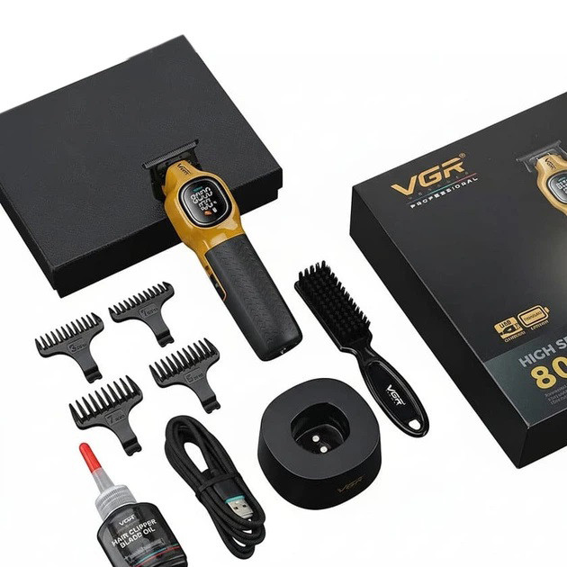 Тример для стрижки волосся VGR V-886T GOLD 8000RPM 4 насадки RZ-89 Львів - фото 2