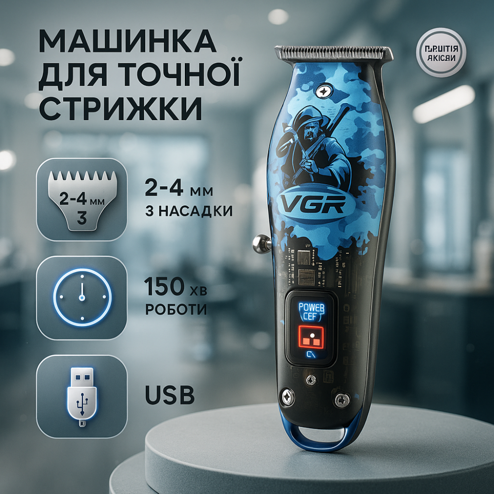 Машинка для стрижки волосся з регульованою довжиною VGR, Машинка для стрижки акумуляторна AR-89 Львів - фото 17