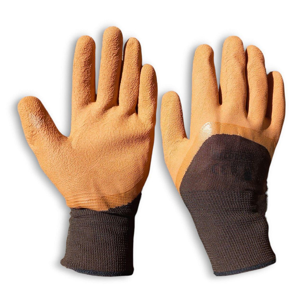 Рукавички робочі А600 коричневі з пінним латексним обливом для саду, городу та будівництва Харків - фото 1