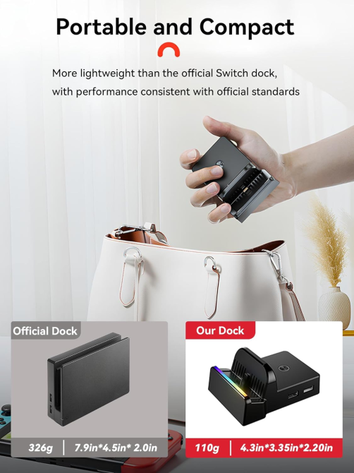 Док-станция для Switch TV для Nintendo Switch 2/1/OLED, портативная док-станция для Switch 2, дорожная база, HDMI 4K@60Hz Киев - изображение 8