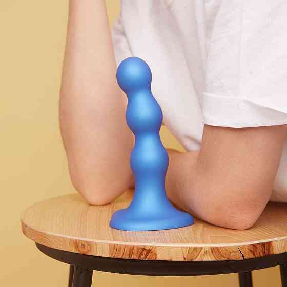 Насадка для страпона Strap-On-Me Dildo Plug Balls Blue Metallic L Sex Aura Київ
