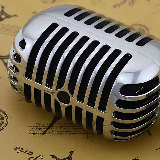 Ретро мікрофон динамічний RESTEQ — хромований старовинний вокальний мікрофон у стилі Елвіса, мікрофон типу SHURE 55SH Series II Київ