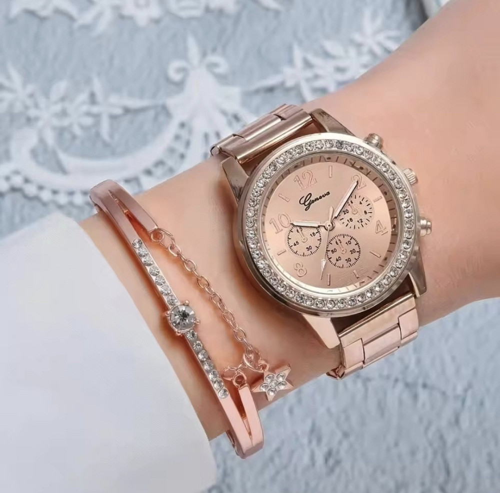 Годинник золотистий жіночий+ браслет Сміла - фото 3