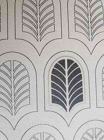 Шпалери вінілові на флізелін AS creation New-life геометрія фігури під листя золотисті чорні на бежевому Київ
