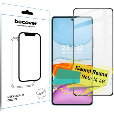 Стекло защитное BeCover Xiaomi Redmi Note 14 4G Black (713099) Винница - изображение 1
