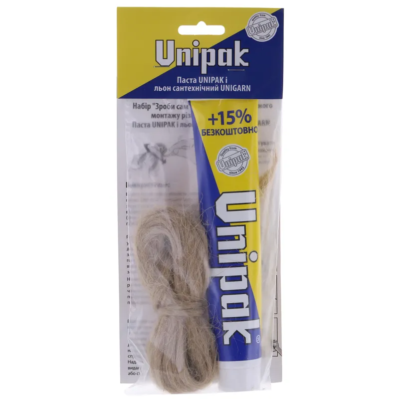 Набір ущільнювальний "Зроби сам" (паста Unipak 65 м / льон сантехніч.13 г) (UP0581) Київ - фото 1