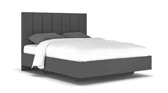 Комплект модульной мебели из ДСП в спальню Лондон шкаф-купе с кроватью комодом тумбой и зеркалом серо-белый Львов