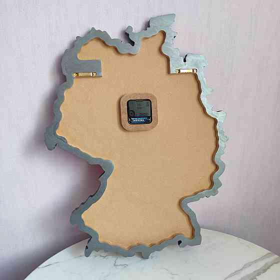 Настінний годинник Карта Німеччини 60х45см з епоксидної смоли ручної роботи Дніпро