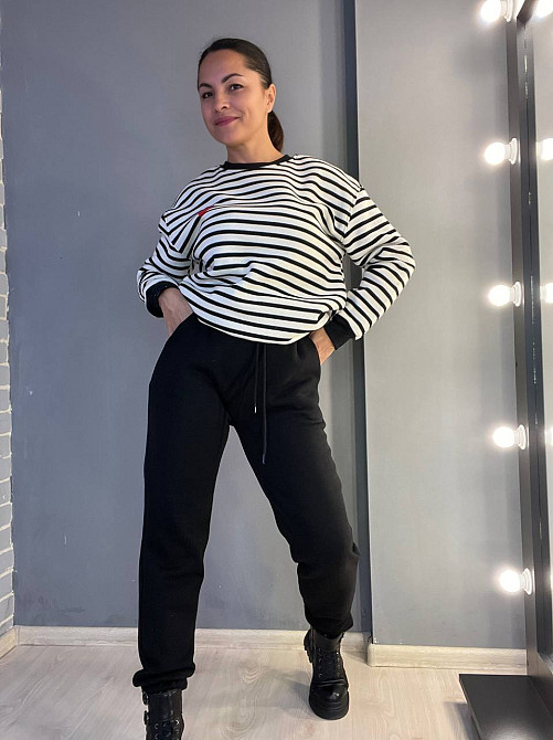 Штаны женские ENJOY 2925 спортивные джоггеры на резинке утепленные на флисе черные, черный, M Киев - изображение 6