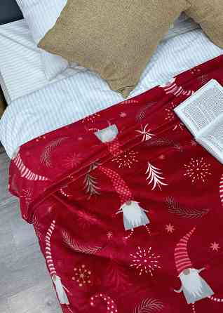 Плед-покривало Decorator WellSoft 150х210 см з різдвяним принтом Червоний (87-180) Київ