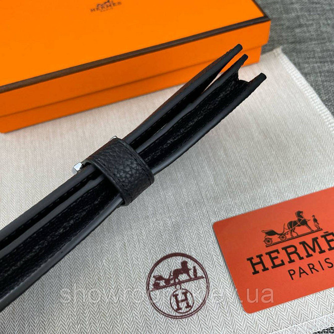 Жіночий чорний шкіряний гаманець Hermes (H-5123) Lux Київ - фото 4