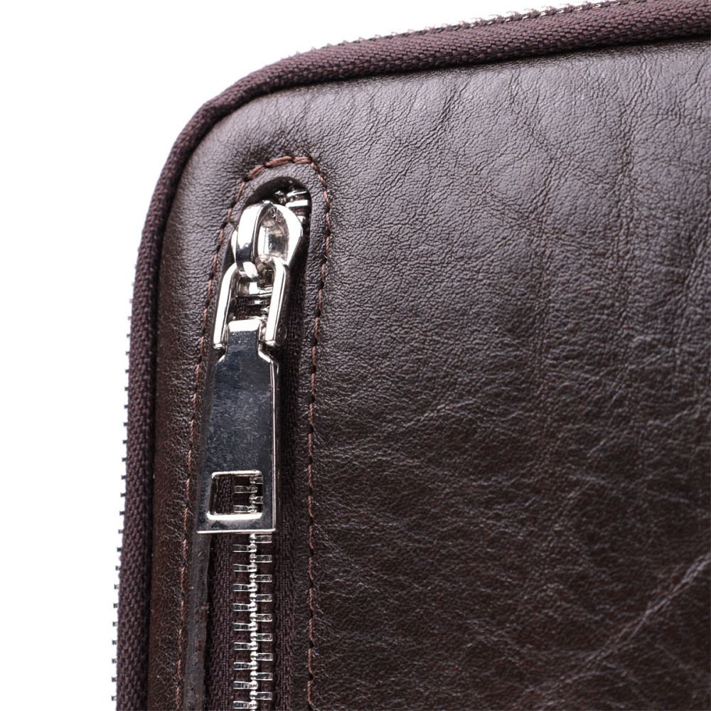 Мужская прямоугольная сумка бананка из гладкой натуральной кожи GRANDE PELLE 22880 Коричневый Киев - изображение 8