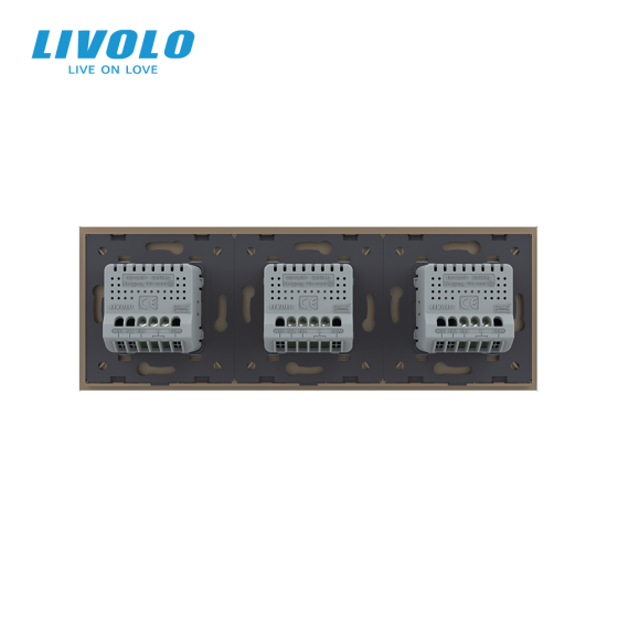 Сенсорний вимикач 4 сенсора (1-2-1) Livolo золото скло (VL-C701/C702/C701-13) Коломыя