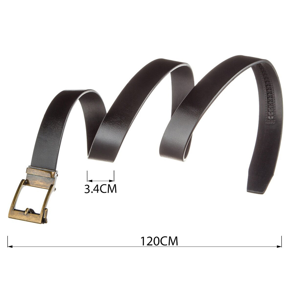 Ремень из натуральной кожи с ретро латунной пряжкой Vintage 20215 Черный Киев - изображение 8