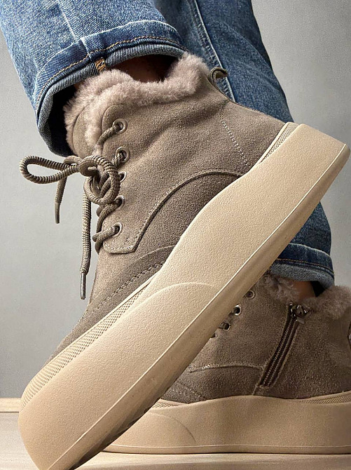 Черевики жіночі Hengji 677-3 замшеві високі кеди на хутрі бежеві, 36, 23 см Київ - фото 13