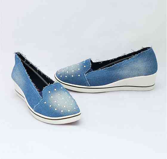 . Жіночі Мокасини Балетки на Танкетці Блакитні Джинсові Сині (розміри: 36,37,38,40) Дніпро