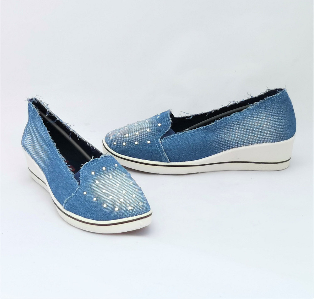 . Жіночі Мокасини Балетки на Танкетці Блакитні Джинсові Сині (розміри: 36,37,38,40) Дніпро - фото 2