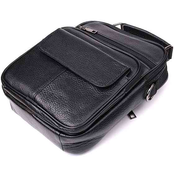 Стильная мужская сумка среднего размера через плечо из натуральной кожи Vintage sale_15039 Черный Киев