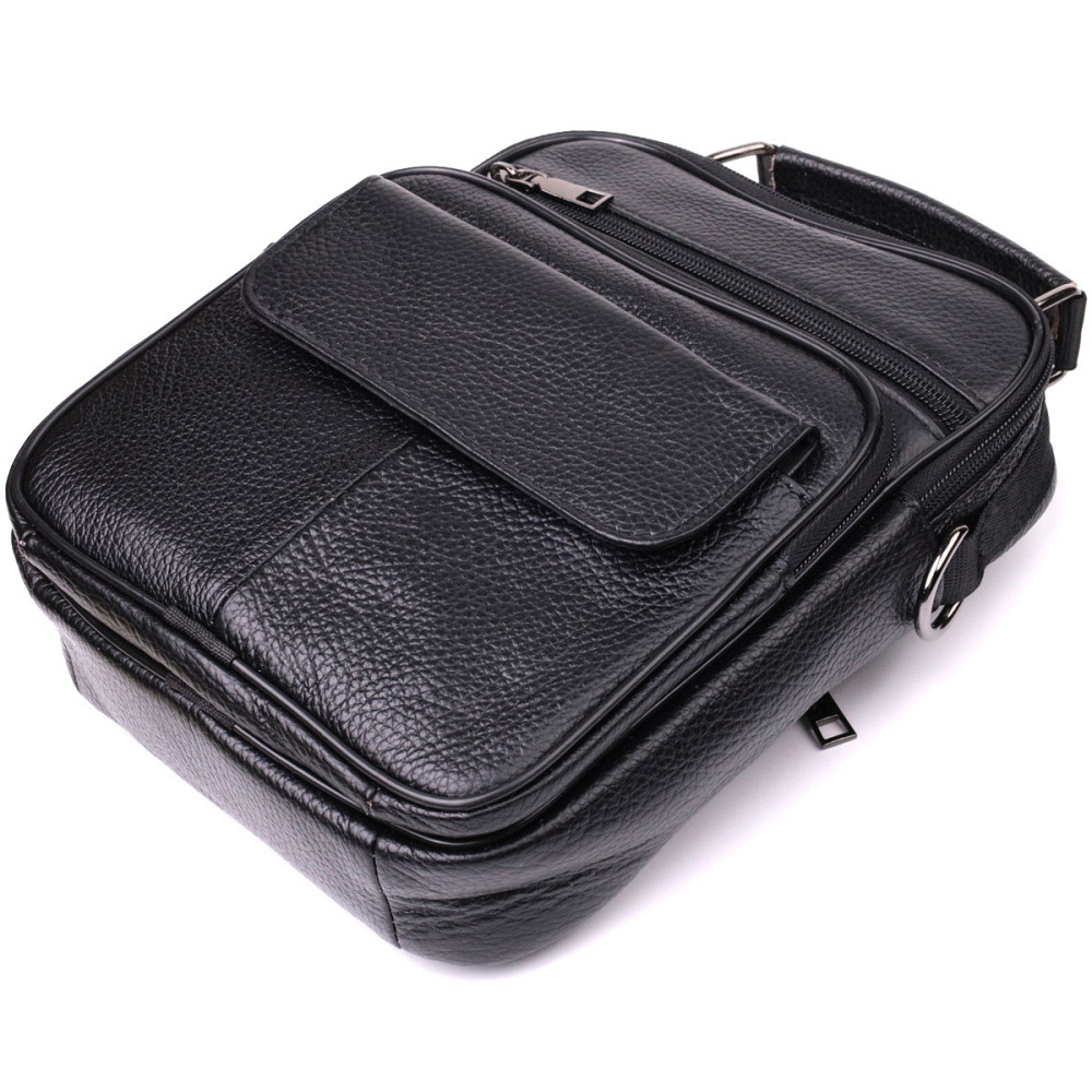 Стильная мужская сумка среднего размера через плечо из натуральной кожи Vintage sale_15039 Черный Киев - изображение 3