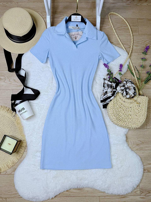 Стильне жіноче плаття-поло в спортивному стилі Блакитний, 40/42 Одеса - фото 1