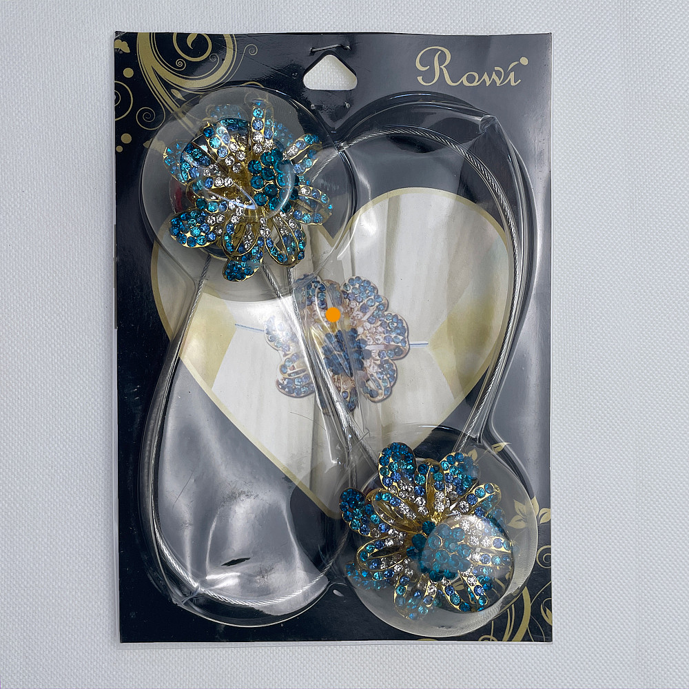 Магніти для штор та гардин "Flowers" набір 2 шт Бірюзовий з золотистим (81-200) Київ - фото 8