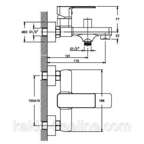 Смеситель для ванны Haiba Kubus. Chr-009 euro Харьков - изображение 3