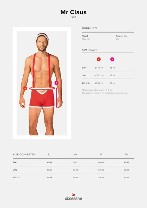 Чоловічий еротичний костюм Санта-Клауса Obsessive Mr Claus S/M, боксери на підтяжках, шапочка з помп Львов - изображение 7