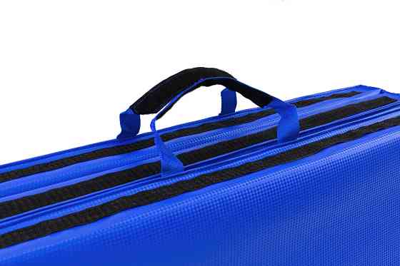 Гімнастичний жорсткий мат Hop-Sport 5 см складаний для тренувань занять спортом вдома і в залі синій Київ