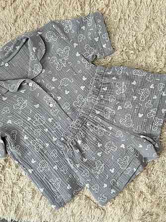 Дитяча піжама з мусліна шорти із сорочкою Сірий Мікі Маус 122-128 Харків