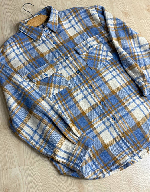 Сорочка жіноча YZY 223 картата оверсайз тепла байка, блакитний, one size Київ - фото 3