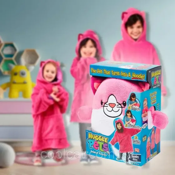 Дитяча толстовка плед 3в1 з капюшоном та рукавами Huggle Pe,Hoodie,Рожевий SBR Київ