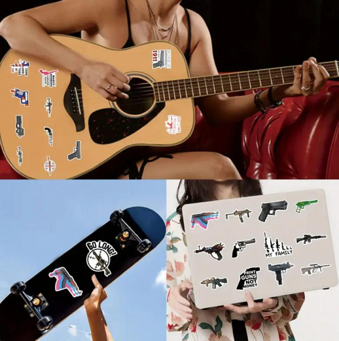 Наклейки, стікери зброя. Водонепроникні вінілові наклейки, стікерпак, наліпки військова тематика, на Київ - фото 5