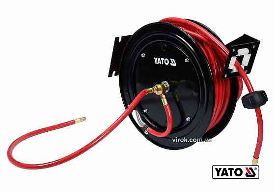 Шланг пневматичний ПВХ на котушці YATO з швидкоз'єдн. наконеч-ми 1/4