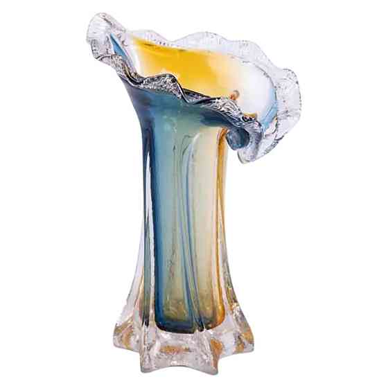 Yiwu Декоративна скляна ваза для квітів 24.5 см стильна ваза Жовто-синя HP-9-5 Киев