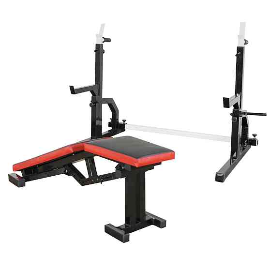 Скамья с отрицательным углом 40 40 мм + Стойки со страховкой 50 на 50 мм + брусья и штыри под блины Киев