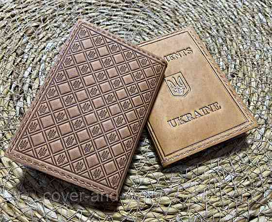 Шкіряна обкладинка на права та ID паспорт із файлами жовтого кольору ST Leather Київ