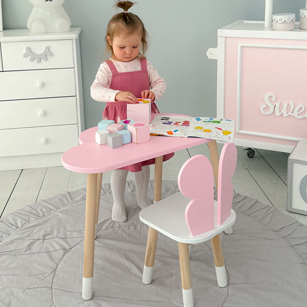 Дитячий стільчик метелик 26.5х26х25см, стілець у дівчачу кімнату, білий з рожевим Київ - фото 9