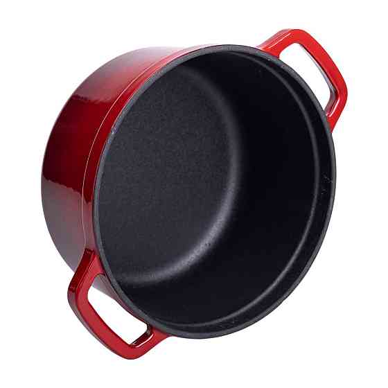 Yongkang Jiaqi Каструля чавунна емальована 2 л з кришкою Ø20 см Червона HP-1-2R Київ