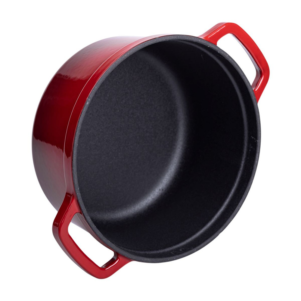 Yongkang Jiaqi Каструля чавунна емальована 2 л з кришкою Ø20 см Червона HP-1-2R Київ - фото 3