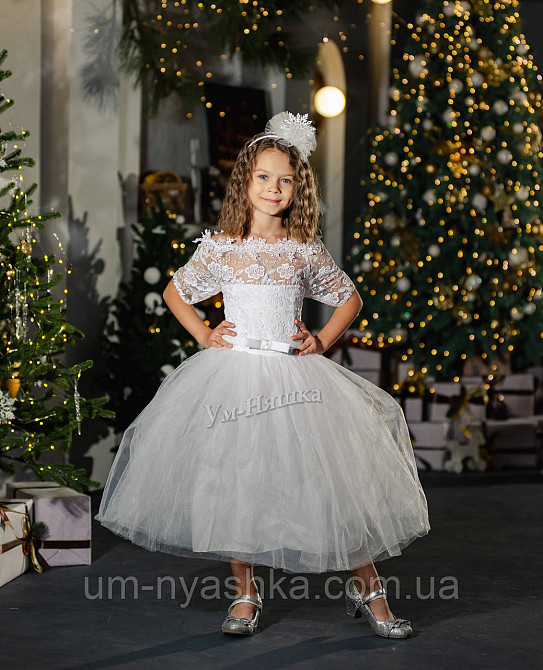 Детское нарядное белое платье ажурное 110-122 Снежинка Ангел Кривой Рог - изображение 2