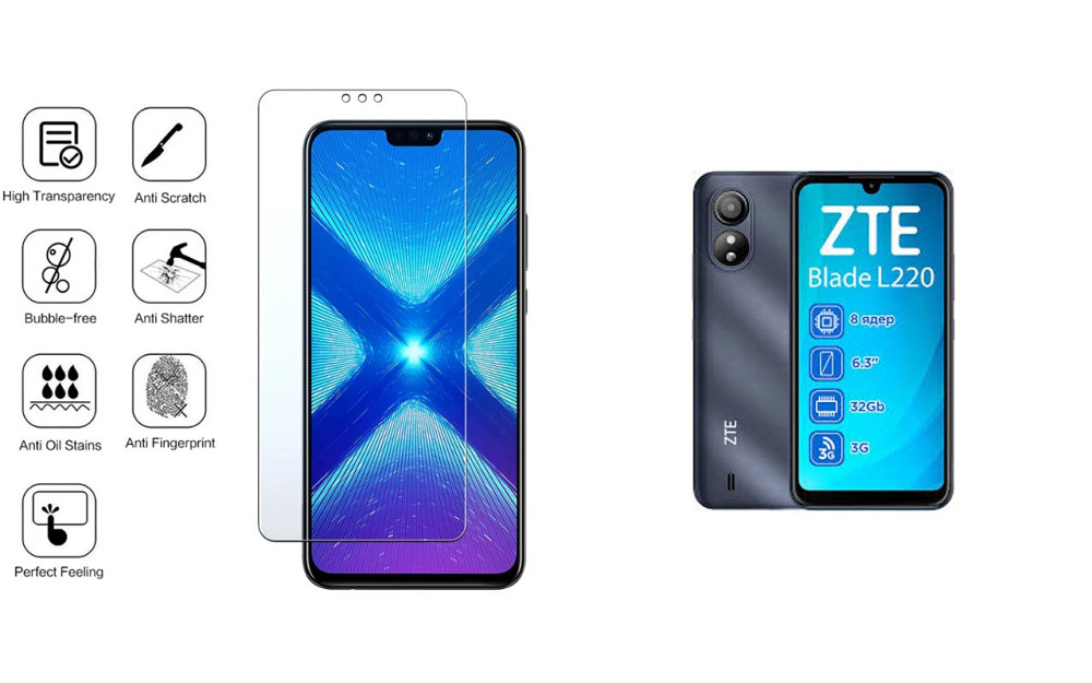 Захисне скло NeoGlass для ZTE Blade L220 – надпрозоре та стійке Київ - фото 4